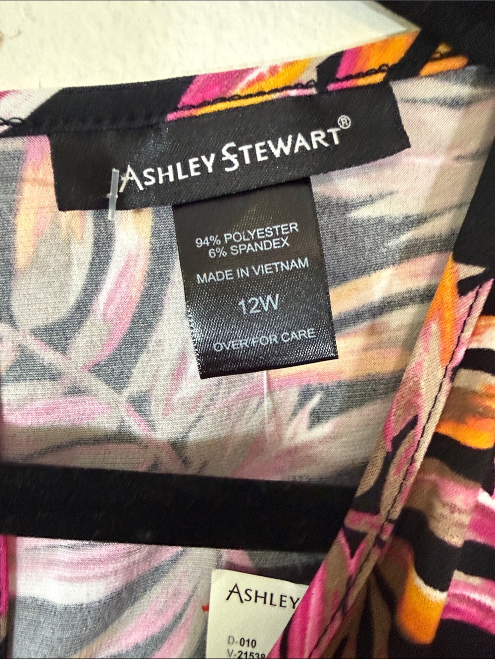 Ashley Stewart Black Maxi Faux Wrap Dress with Pink Orange Leaf Print - Picture 10 of 10